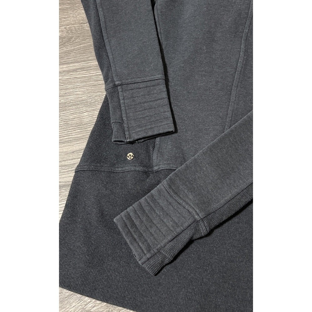 Lululemon Women's Radiant Full Zip Cotton Fleece Jacket SZ 6 in Heathered Black